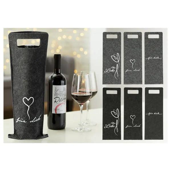 Filz Flaschentasche Geschenk, 6er Pack, Umweltfreundlicher Flaschenhalter, 100 Zeichen