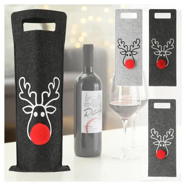 Filz-Flaschentasche Rentier - 3er Pack, Festliche und Wiederverwendbare Wein-Geschenkverpackungen