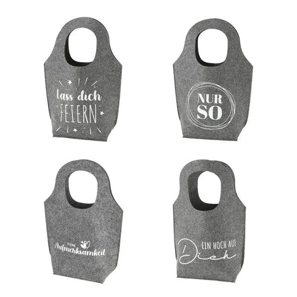 Filz-Geschenktaschen mit Spr&uuml;chen - 4er Pack, Dekorative und Wiederverwendbare Geschenkverpackungen