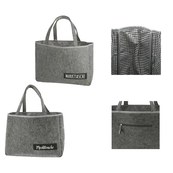 Filz-Markttaschen, 2er-Set - Robuste Einkaufstaschen 45x33cm