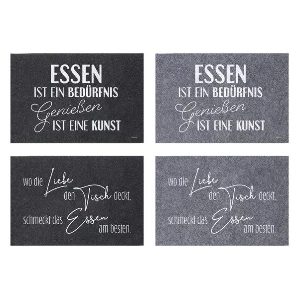 Filz-Tischsets mit Lebensweisheiten, 4er Set, ca. 45x30cm, Stilvolle Tischdekoration