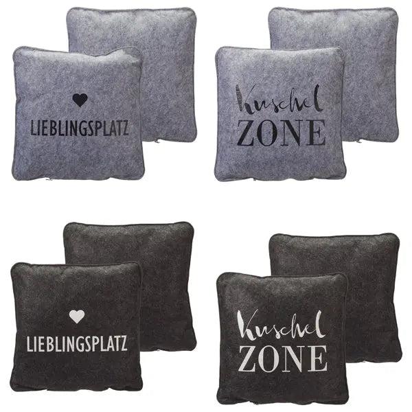 Filzkissen mit Spr&uuml;chen, ca. 38x38cm, 4er Set, Stilvolle Dekokissen