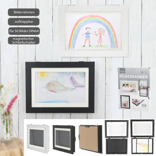 Flexibler Bilderrahmen, aufklappbar, f&uuml;r 50 DINA4 Bilder - Doppelseitige Pr&auml;sentation