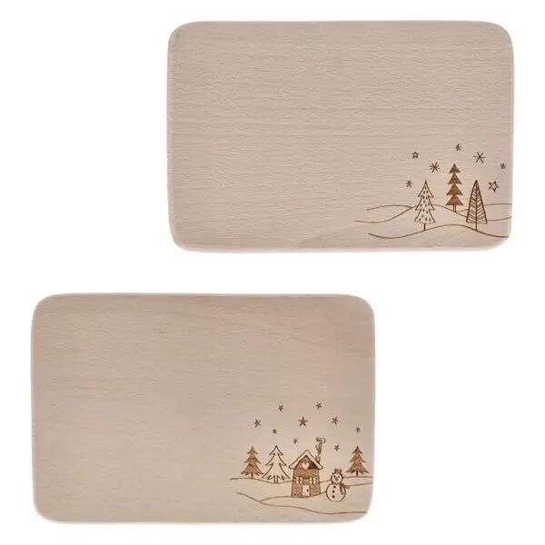 Fr&uuml;hst&uuml;cksbrettchen mit Winterlandschaft, 2er-Set, K&uuml;chendekor