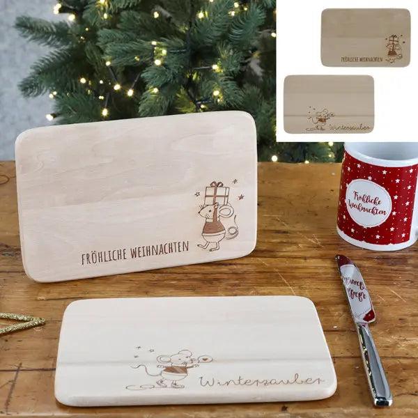 Fr&uuml;hst&uuml;cksbrettchen-Set 'Wintermaus', 2er-Pack - Charmantes K&uuml;chenzubeh&ouml;r