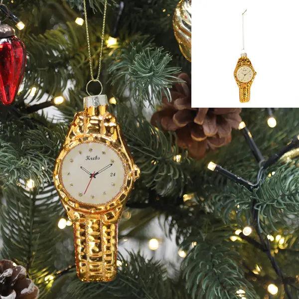 Funkelnde Glas-Uhr Weihnachtsbaum-Anh&auml;nger, Festliche Deko, 12cm