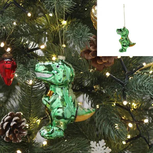 Funkelnder Glas-Dinosaurier Weihnachtsbaum-Anh&auml;nger, 12cm