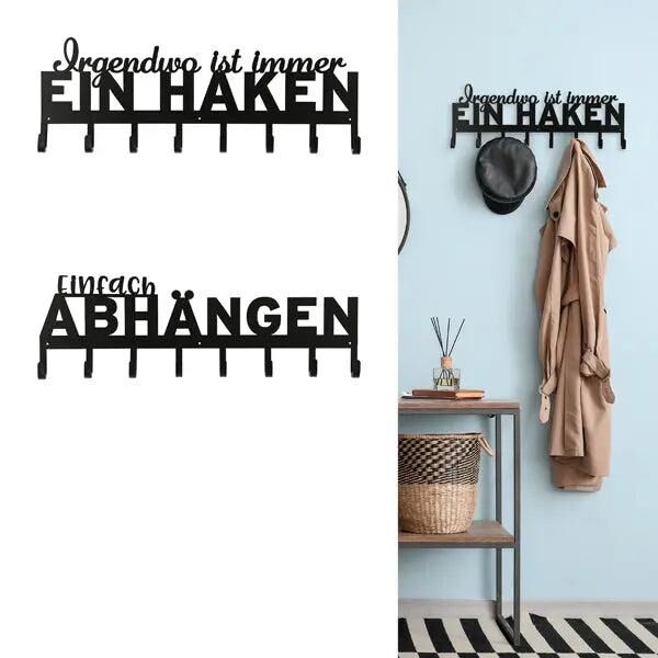 Garderobenleiste mit Spruch, 2er-Set, 70 cm breit &ndash; Wandgarderobe | Stilvolle Hakenleiste