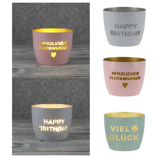 Geburtstags-Windlichter Set, 3 St&uuml;ck, ca. 10x9 cm - Dekorative Partybeleuchtung