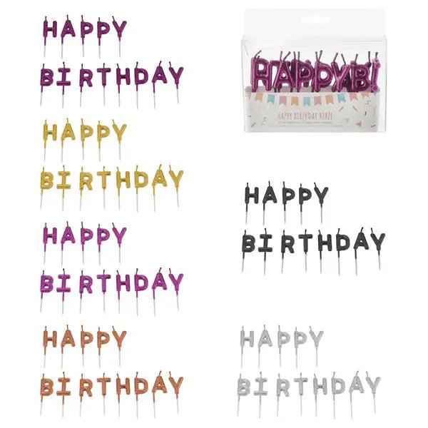 Geburtstagskerzen 'Happy Birthday', 6er-Set &ndash; Bunte Tortendekoration