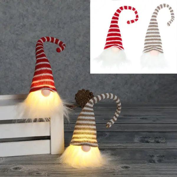Gestreifte LED Wichtel &ndash; Set aus 2, Leuchtende Weihnachtsdekoration, ca. 26cm H&ouml;he, Festliche Beleuchtung