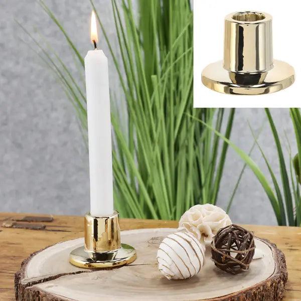 Gl&auml;nzender Goldener Stabkerzenhalter, Elegantes Design, 6,5 cm H&ouml;he