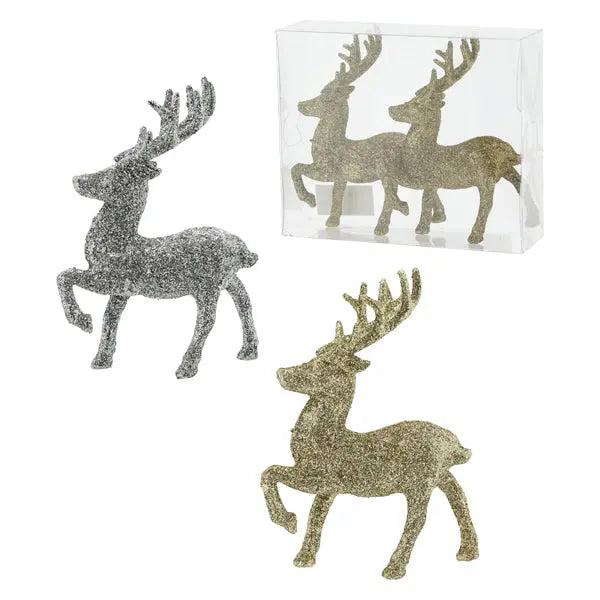 Glamour&ouml;se Hirsch-Figuren, 2er Set, Klein, 12cm &ndash; Elegante Dekoration