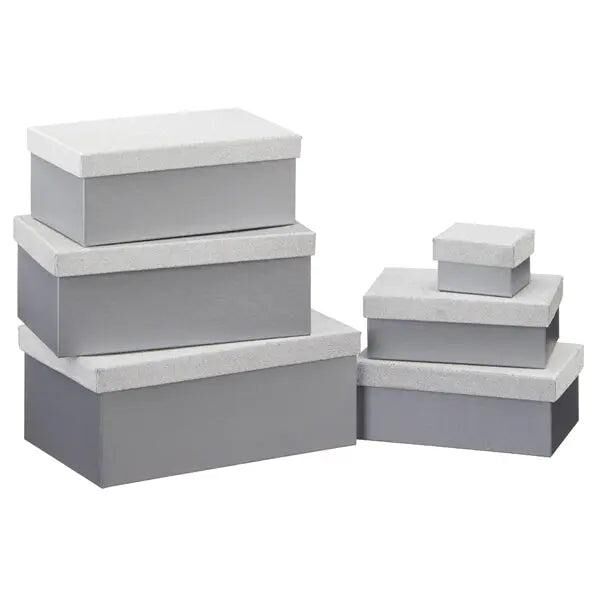 Glamour&ouml;ses Boxenset, Silber, Rechteckig, 6er Set - Elegante Aufbewahrungsl&ouml;sung