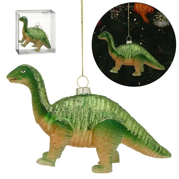 Glas-Dinosaurier als Christbaumschmuck, Originelle Dekoration, 16cm Breit