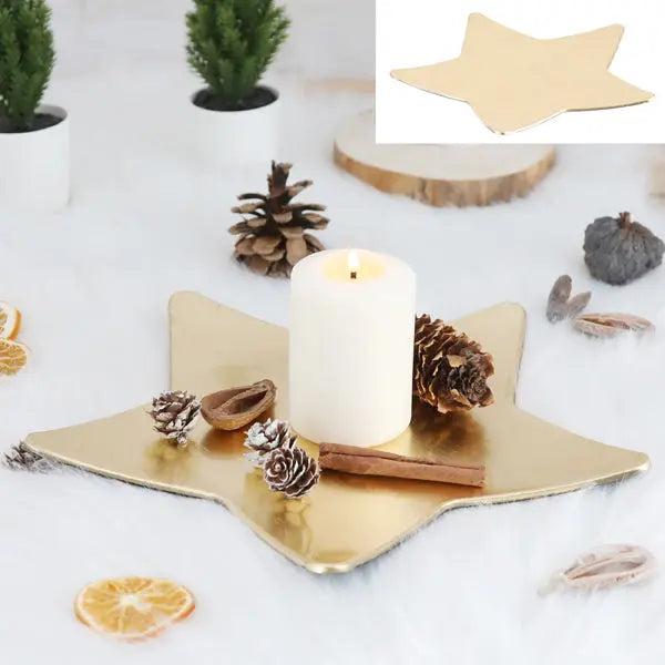 Goldene Deko-Platte mit Sternenmuster, ca. 28x28cm