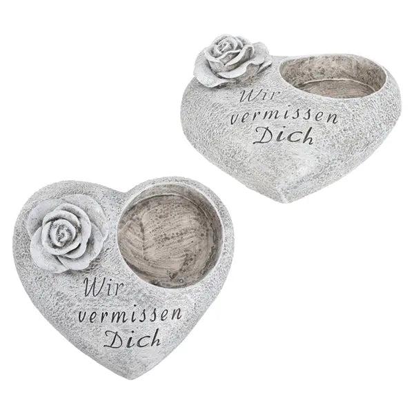 Grabdeko Herz - Erinnerungsst&uuml;ck mit Spruch, ca. 12x13 cm - Gedenkendes Symbol