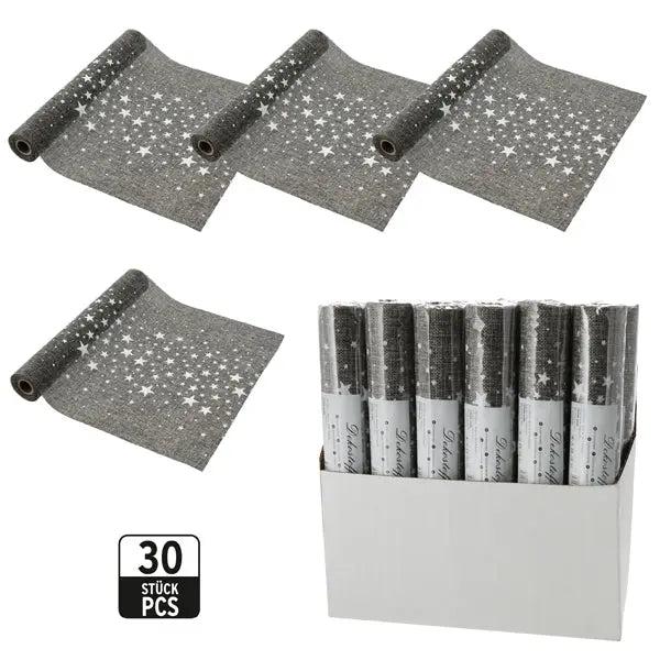 Gray decorative fabric with white stars - Elegant, 28x200cm