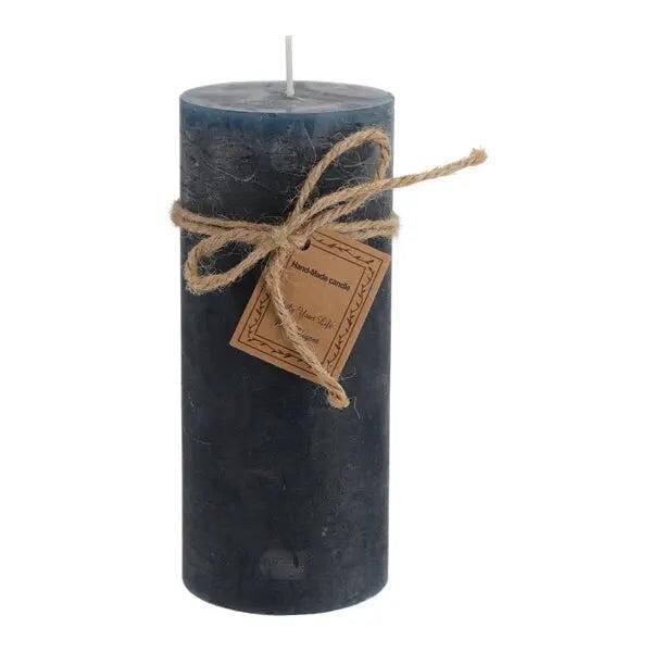 Gro&szlig;e Blaue Gefrostete Stumpenkerze, Texturiert, 7x16cm