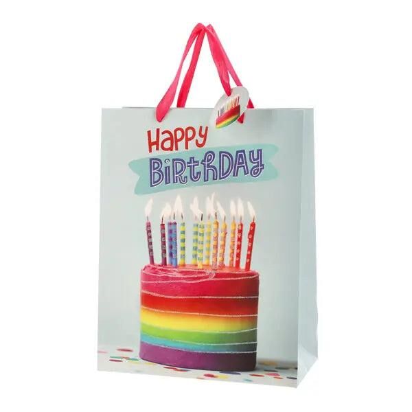 Gro&szlig;e Geschenkt&uuml;te mit Geburtstagstorten-Motiv, Feierliches Design, 32 cm