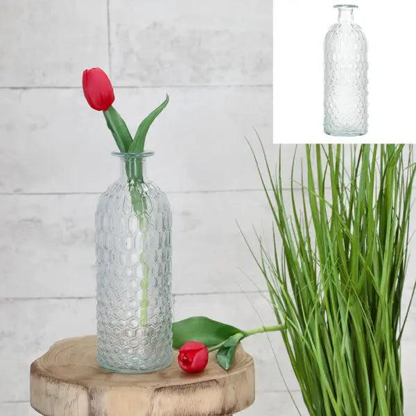 Gro&szlig;e Klare Glasvase, 25cm Hoch, Eleganter Transparenter Blumenvase