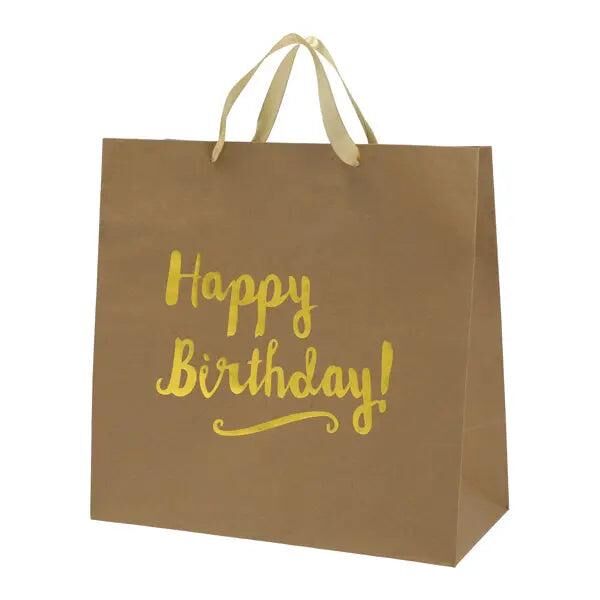 Gro&szlig;e Kraftpapier-Geschenkt&uuml;te Happy Birthday, 38cm H&ouml;he &ndash; Perfekt f&uuml;r umweltfreundliche Verpackung