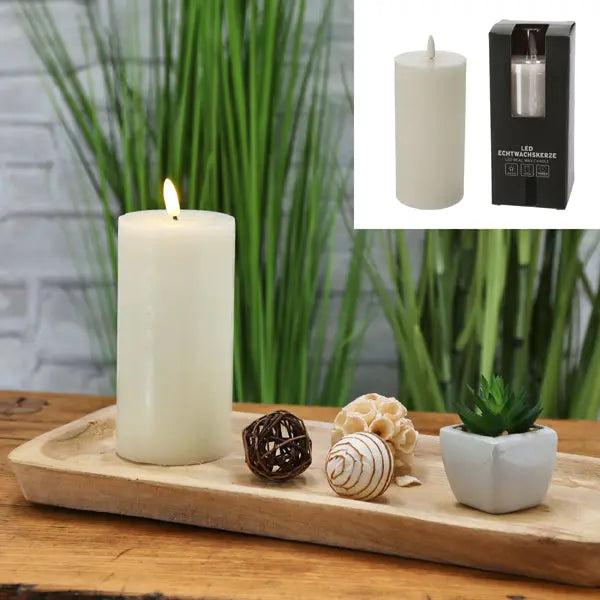 Large rustic ivory LED candle 'New Flame', 7.5x15cm - Elegant decor