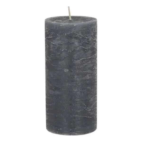 Gro&szlig;e Rustikale Stumpenkerze in Grau, 7x15cm - Stilvolles Dekorelement