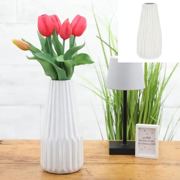 Gro&szlig;e Wei&szlig;e Konische Keramikvase 21cm &ndash; Elegantes Design 2