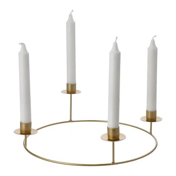 Gro&szlig;er DIY Adventskranz mit Stabkerzenhaltern, Gold, 33x10 cm