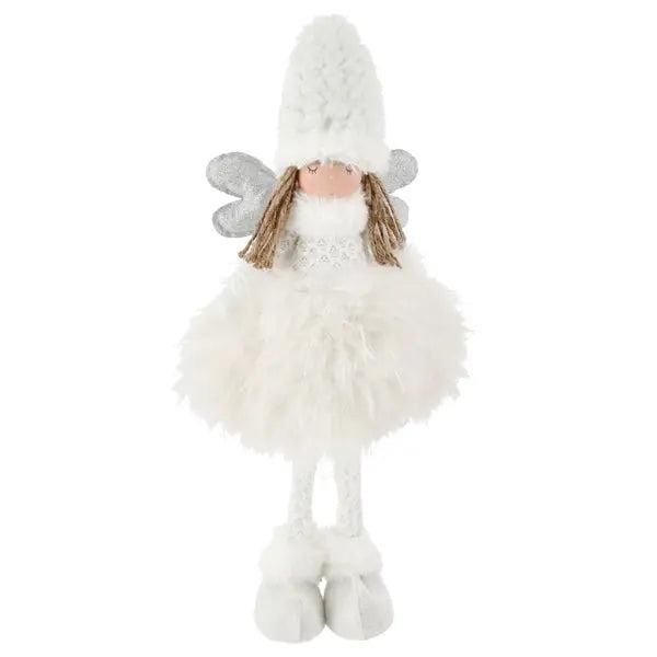 Gro&szlig;er Engel aus Wei&szlig;-Silbernem Flausch - Himmlische Deko, 48 cm