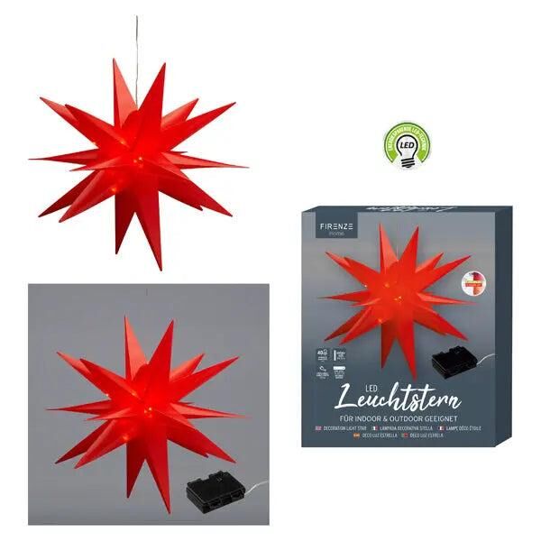 Gro&szlig;er Faltbarer LED Stern, Rot, Outdoor, &Oslash; 60cm &ndash; Festliche Au&szlig;endekoration