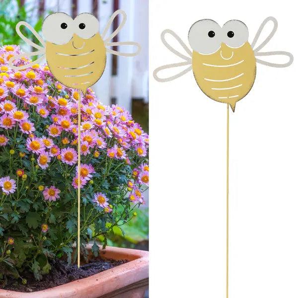 Gro&szlig;er Gartenstecker Biene aus Metall, 71 cm H&ouml;he