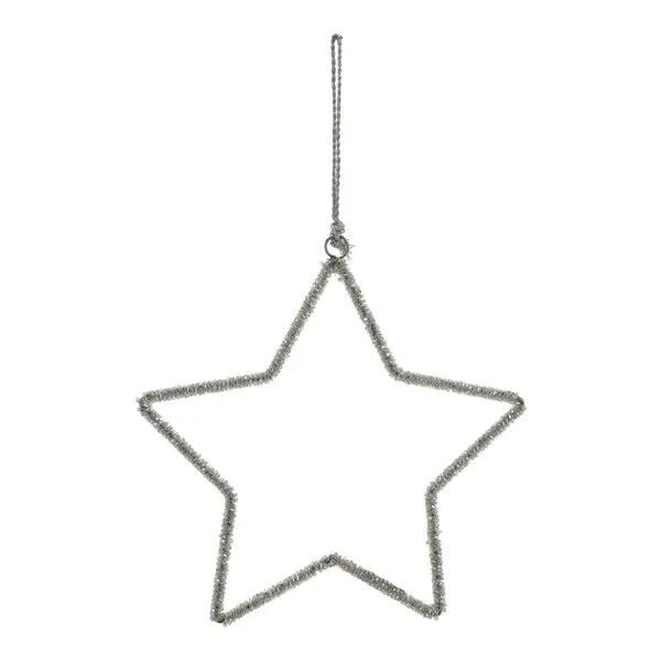 Gro&szlig;er H&auml;ngestern aus Silber-Glasperlen, Durchmesser 20cm