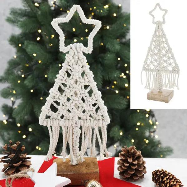 Gro&szlig;er Makramee-Baum auf Standfu&szlig;, H&ouml;he 35cm - Stilvolle Raumdekoration