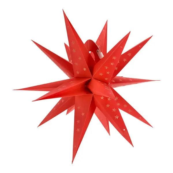 Gro&szlig;er Roter 3D Papierstern, Dekorativ, Durchmesser 60cm