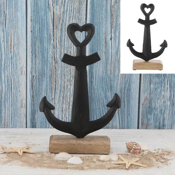Gro&szlig;er Schwarzer Anker aus Aluminium, Mango-Stil, H&ouml;he ca. 27 cm &ndash; Maritime Deko