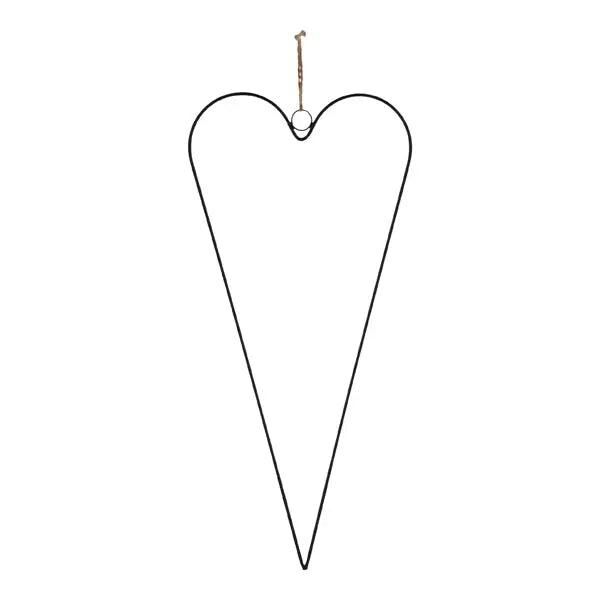 Gro&szlig;er schwarzer Herz-H&auml;nger an Juteband - Rustikale Wanddeko, ca. 22x50cm