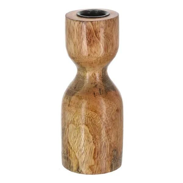 Gro&szlig;er Stabkerzenhalter aus Mangoholz, 15cm - Rustikales Dekorelement