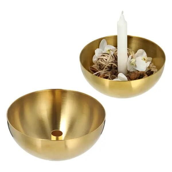Gro&szlig;er Stabkerzenhalter Schale in Gold, ca. 20 cm Durchmesser - Elegantes Design