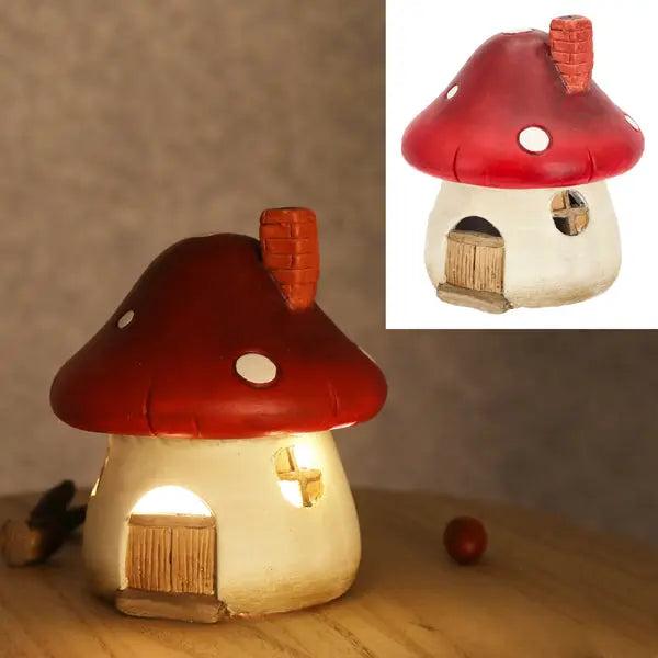 Gro&szlig;es LED Pilzhaus &ndash; Dekoratives Leuchtendes Feenhaus, ca. 12x16cm, Verzauberte Wohnaccessoires