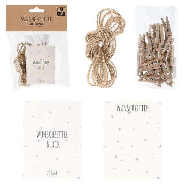 H&auml;nge-Wunschzettel-Set, 51-teilig - Ideal f&uuml;r Ziele und Tr&auml;ume