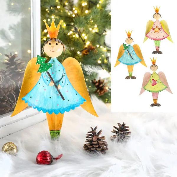 Hand-painted angel figurines, set of 3, approx. 27 cm high