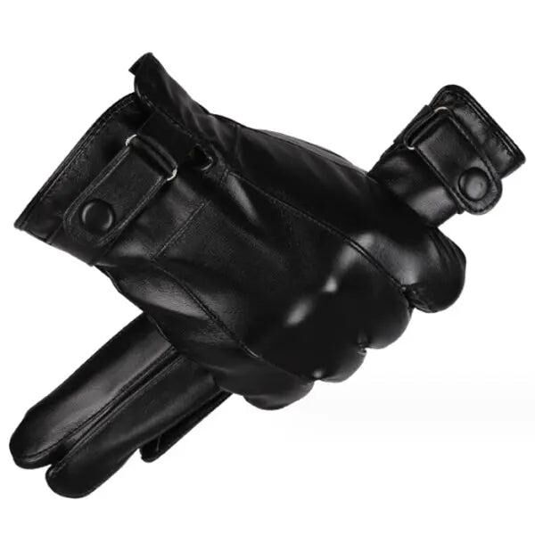 Herrenhandschuhe aus PU-Leder, Klassisch Schwarz, Strapazierf&auml;hig & Stilvoll - 100 Zeichen