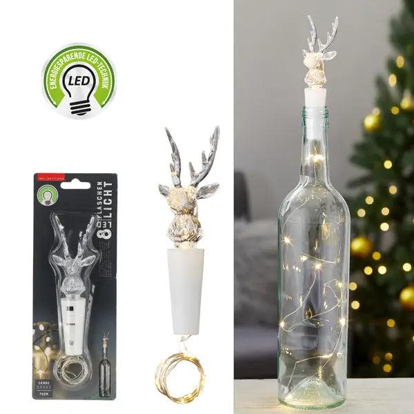 Hirsch LED Flaschenlicht, 8 LEDs &ndash; Romantische Beleuchtungsdeko