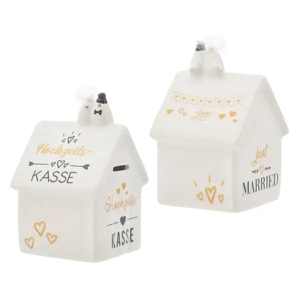 Hochzeitskasse Haus-Spardose, ca. 11x16 cm &ndash; Ideales Spar-Geschenk