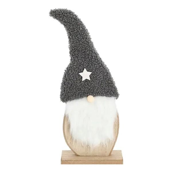 Holzwichtel mit Zipfelm&uuml;tze auf Fu&szlig;, 32 cm hoch &ndash; Rustikale, charmante Dekofigur