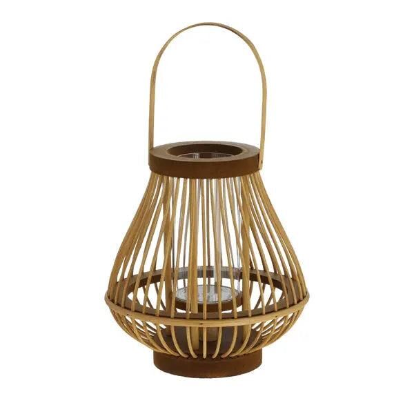 Kleine Laterne mit Henkel, bauchig, Rattan, ca. 24cm H&ouml;he &ndash; Nat&uuml;rliche und stilvolle Beleuchtung