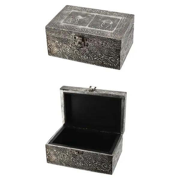 Kleine Silberne Shiva-Truhen, 2er-Set, ca. 15x10 cm &ndash; Edle Aufbewahrung