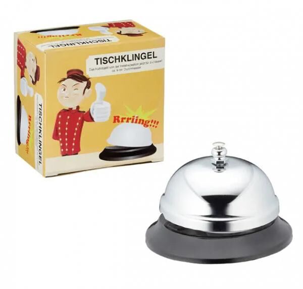 Kleine Tischklingel, 8,5cm - Stilvolles Signal f&uuml;r Gastronomie & B&uuml;ro